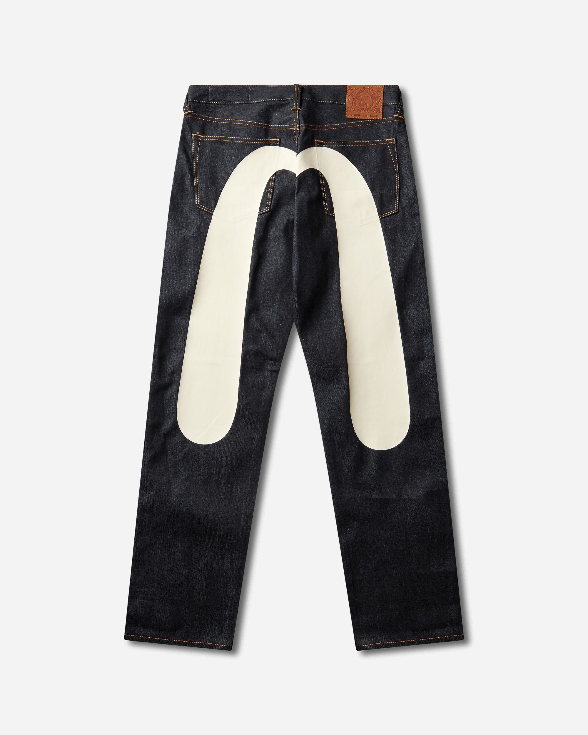 Evisu Ht 2000 Daicock Printed Jeans  White Raw Indigo Pants Denim 2ESHTM2JE9100 INDX