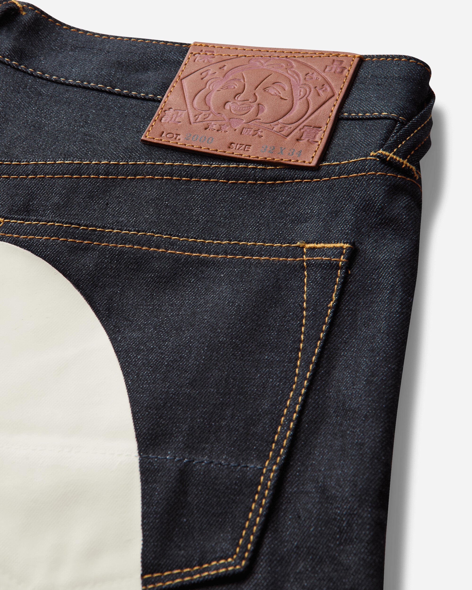 Evisu Ht 2000 Daicock Printed Jeans  White Raw Indigo Pants Denim 2ESHTM2JE9100 INDX