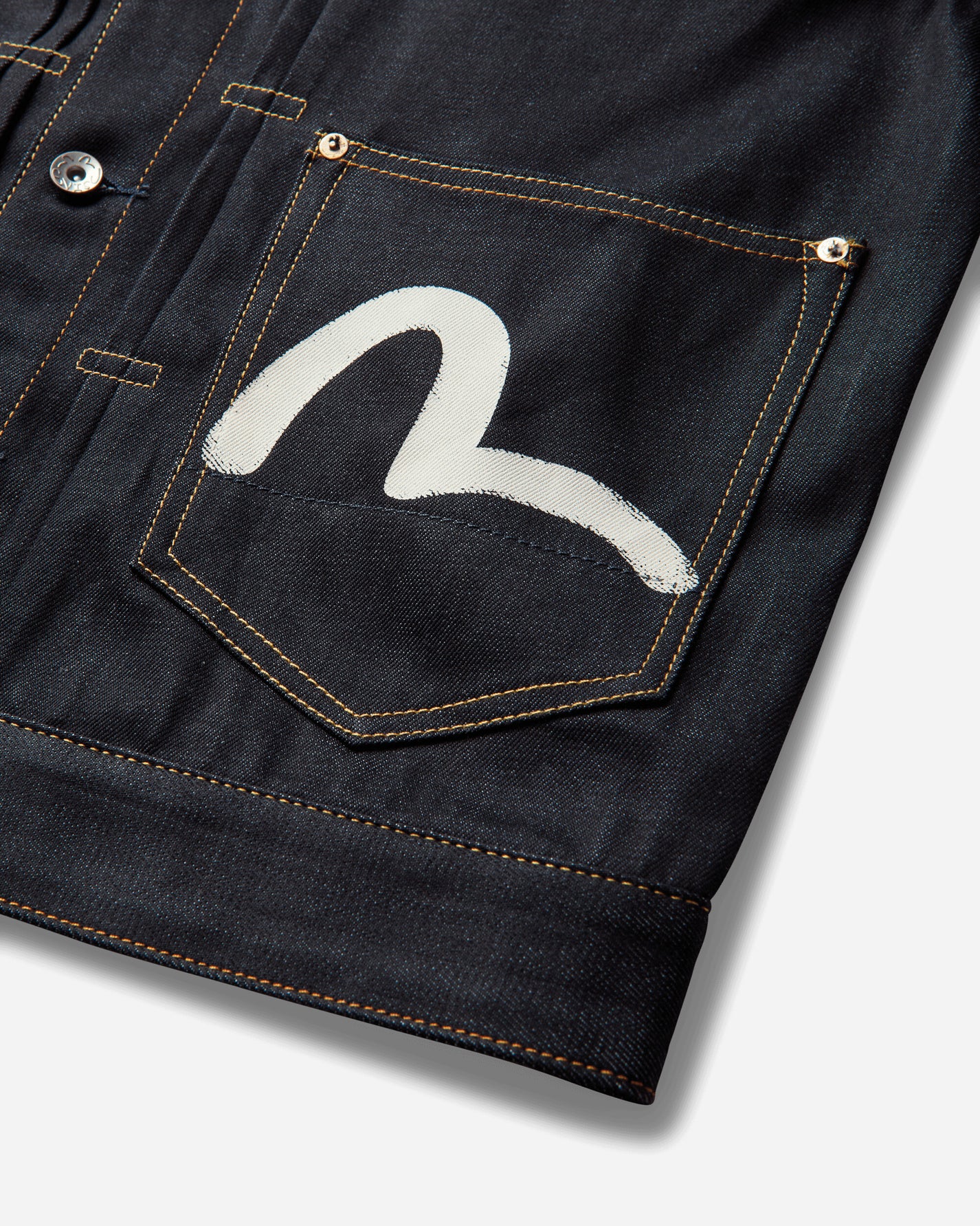Evisu Ht Ecru Seagull Printed Denim Jacket Raw Indigo Coats and Jackets Denim Jackets 2ESHTM5DJ1241 INDX