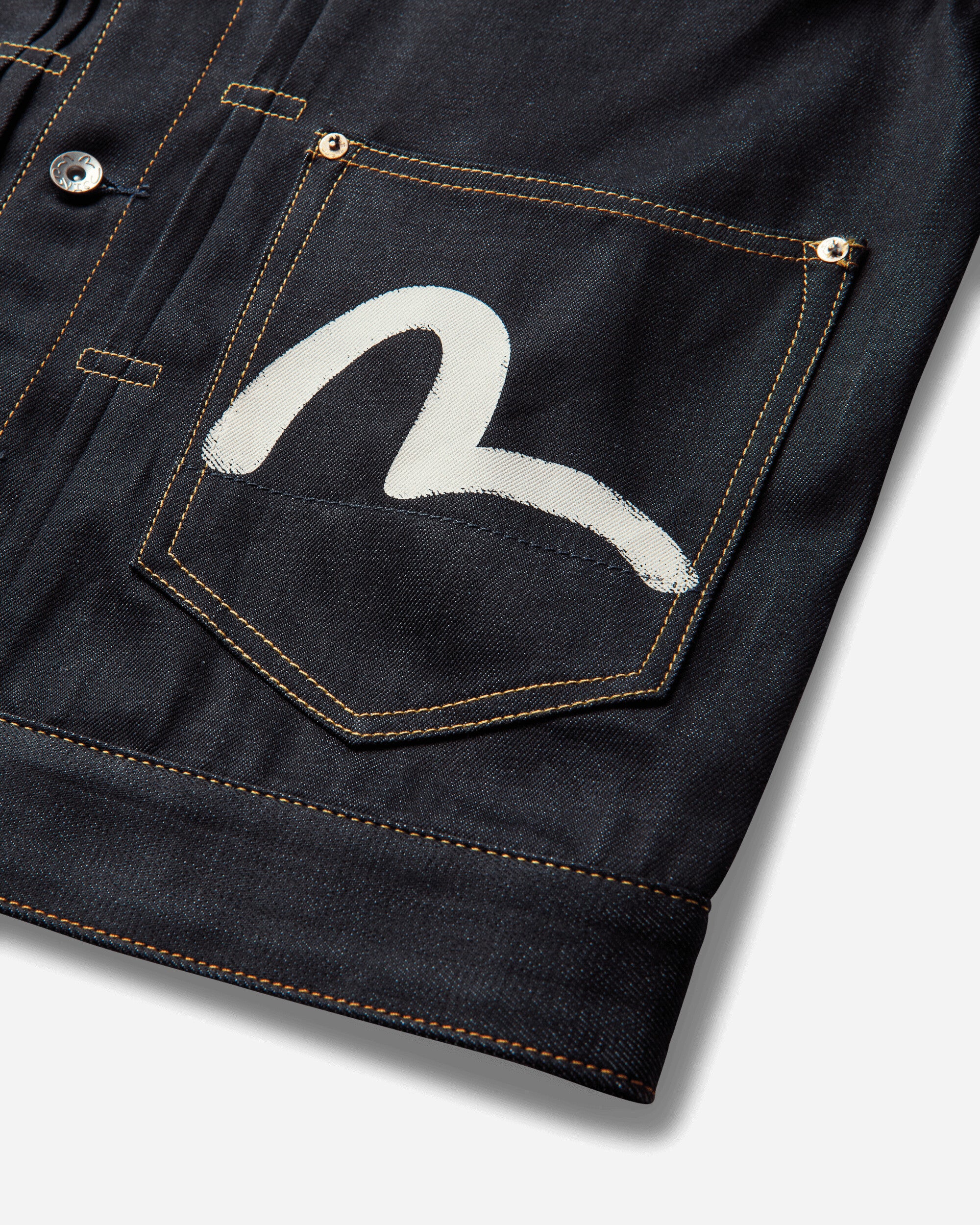 Evisu Ht Ecru Seagull Printed Denim Jacket Raw Indigo Coats and Jackets Denim Jackets 2ESHTM5DJ1241 INDX