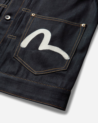 Evisu Ht Ecru Seagull Printed Denim Jacket Raw Indigo Coats and Jackets Denim Jackets 2ESHTM5DJ1241 INDX
