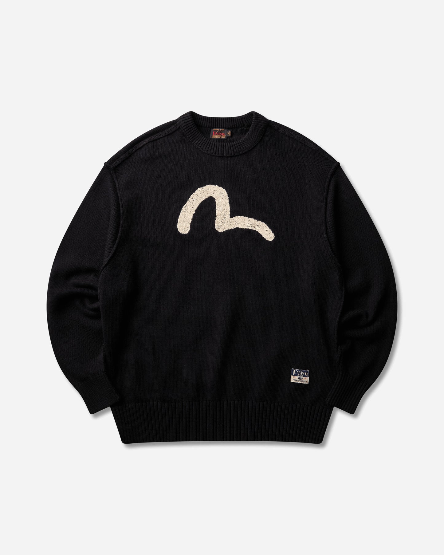 Evisu Ht Logo Emb Knit Pullover Allover Black Knitwears Sweaters 2EAHTM6SR1075 BLKA
