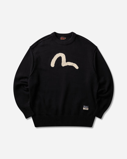 Evisu Ht Logo Emb Knit Pullover Allover Black Knitwears Sweaters 2EAHTM6SR1075 BLKA