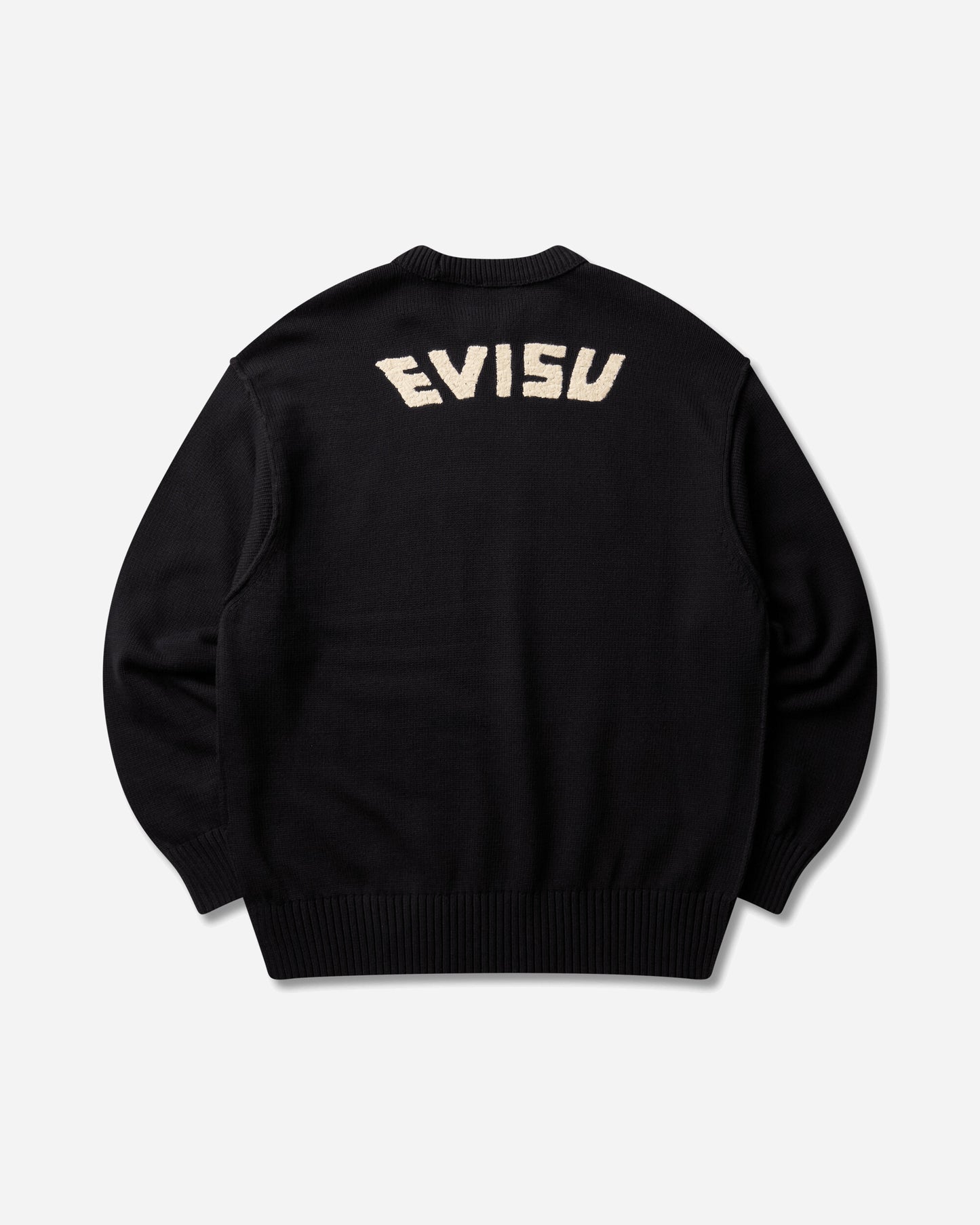 Evisu Ht Logo Emb Knit Pullover Allover Black Knitwears Sweaters 2EAHTM6SR1075 BLKA