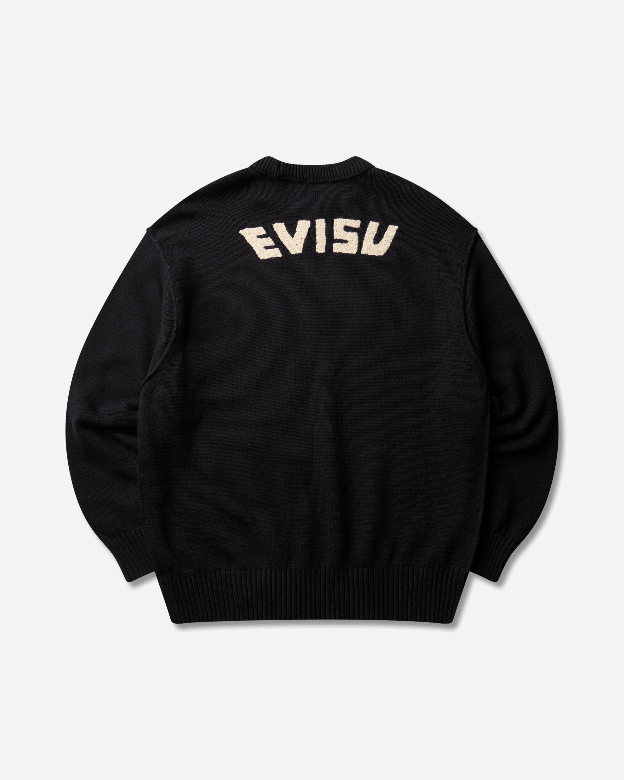 Evisu Ht Logo Emb Knit Pullover Allover Black Knitwears Sweaters 2EAHTM6SR1075 BLKA
