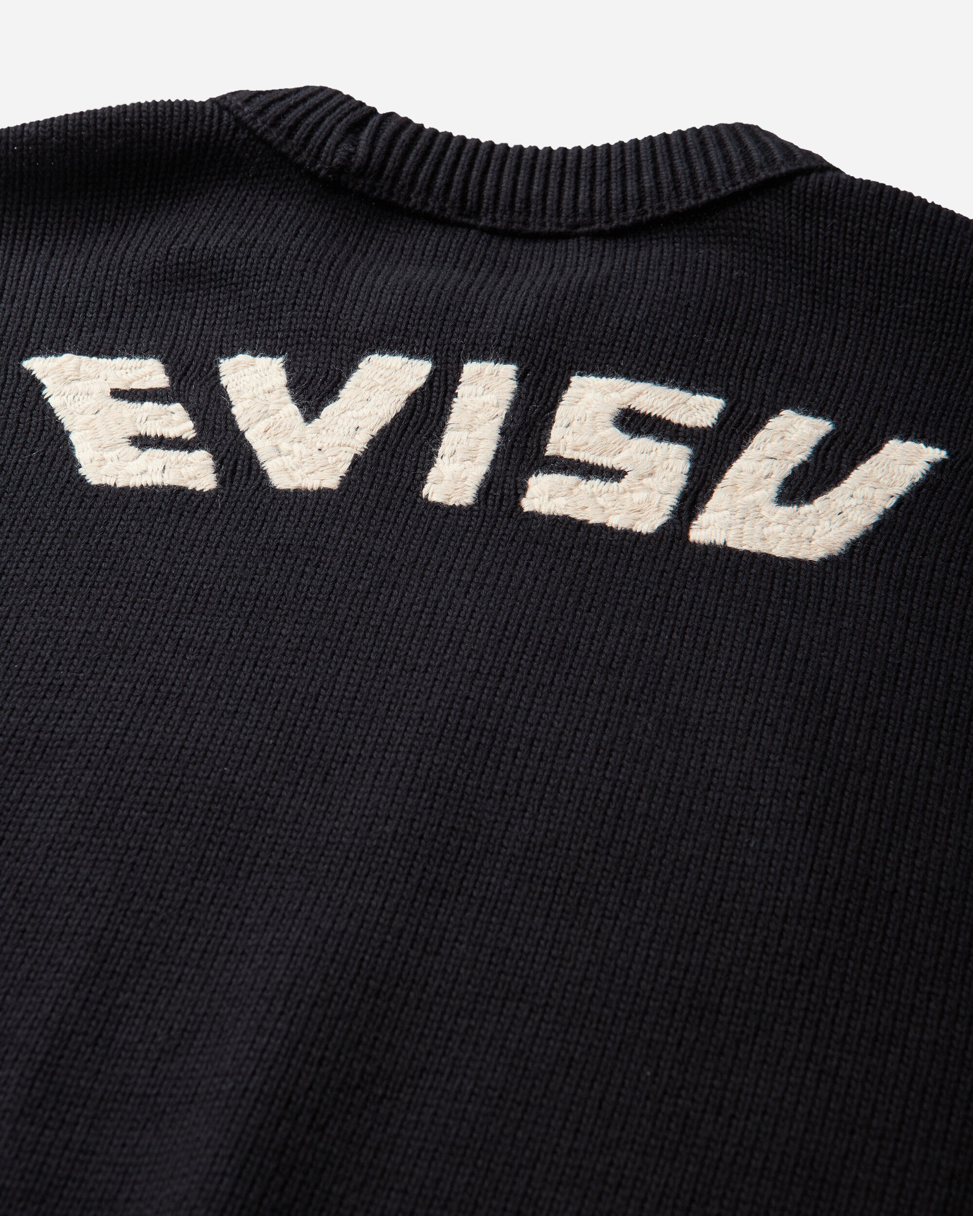 Evisu Ht Logo Emb Knit Pullover Allover Black Knitwears Sweaters 2EAHTM6SR1075 BLKA