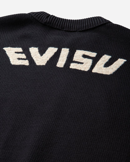 Evisu Ht Logo Emb Knit Pullover Allover Black Knitwears Sweaters 2EAHTM6SR1075 BLKA