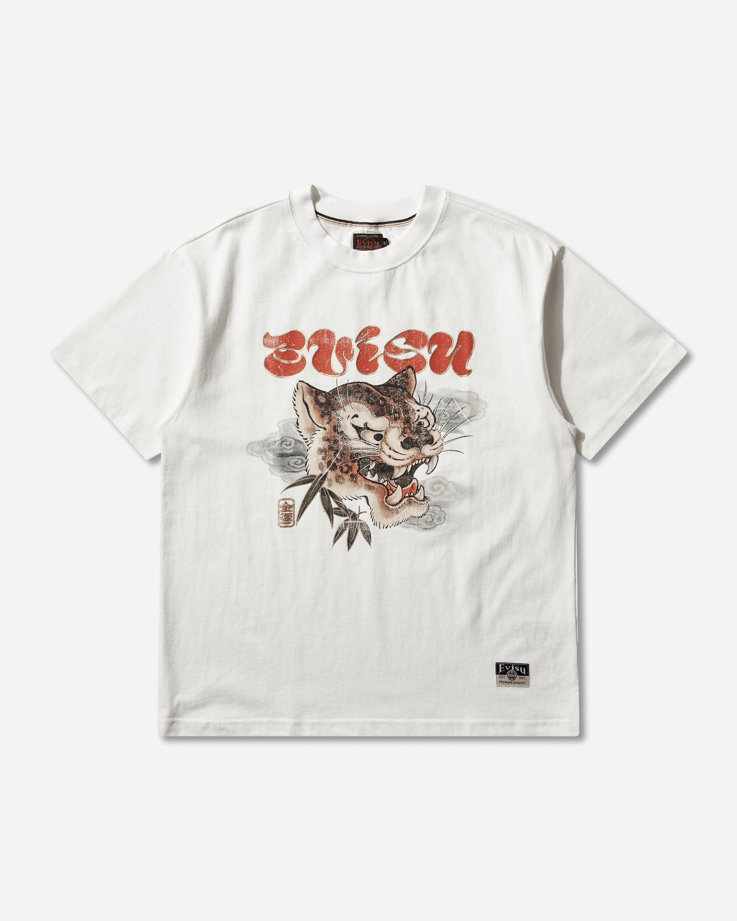 Evisu Ht Leopard Head Printed Ss Tee Off White T-Shirts Top 2ESHTM6TS1093 WHTO