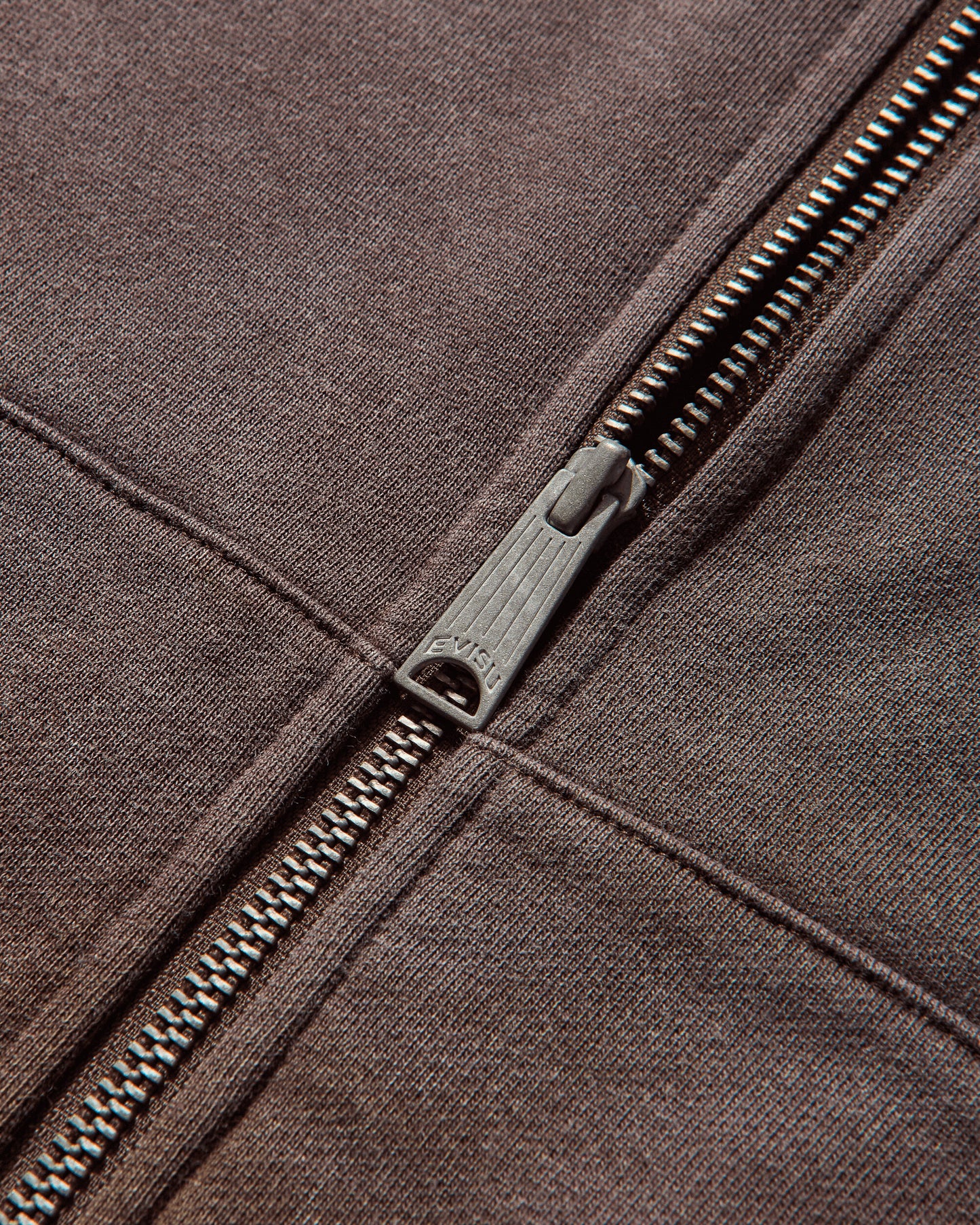 Evisu Heavy Weight Washed Ev Hoodie Brown Sweatshirts Zip-Ups 2EAEJM5SW6022 BROWN
