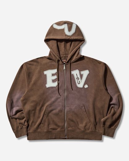 Evisu Heavy Weight Washed Ev Hoodie Brown Sweatshirts Zip-Ups 2EAEJM5SW6022 BROWN