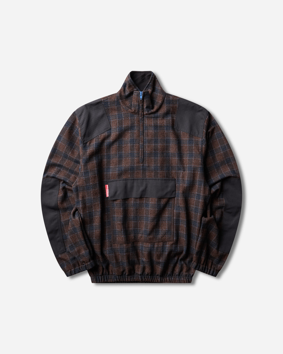 GR10K 55000 Replicated Half Zip Top Seasonal Brown Blu Plaid Sweatshirts Track Tops ER024373 1B