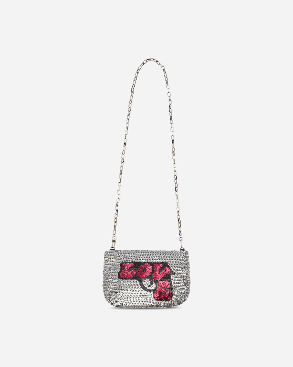 Hysteric Glamour Wmns Hysteric Love Gun Sequin Shoulder Bag Silver Bags and Backpacks Clutches 01263QB05 06
