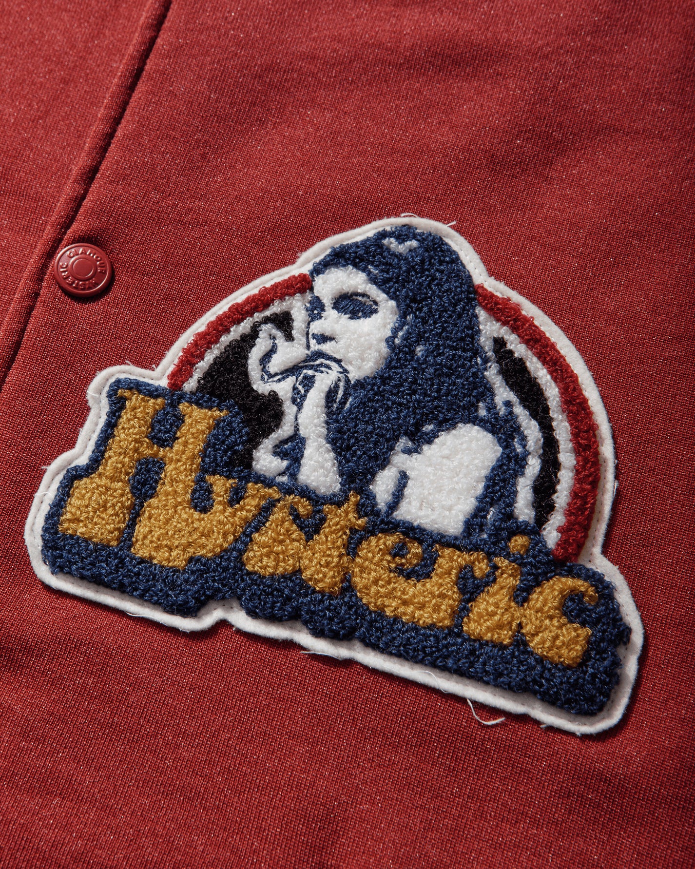 Hysteric Glamour Smoking Girl Stadium Jacket With Patch Red Coats and Jackets Bomber Jackets 02261CJ01 50