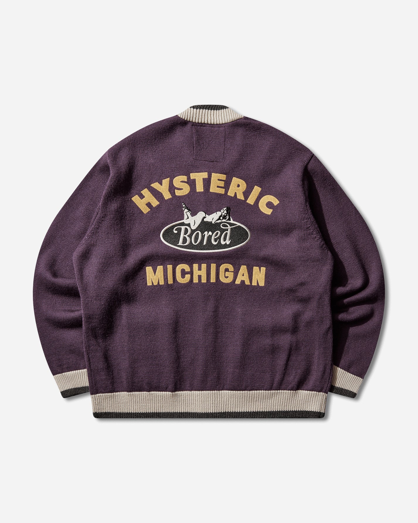 Hysteric Glamour Bored Michigan Embroidered Cardigan Purple Knitwears Cardigans 02253NJ01 55