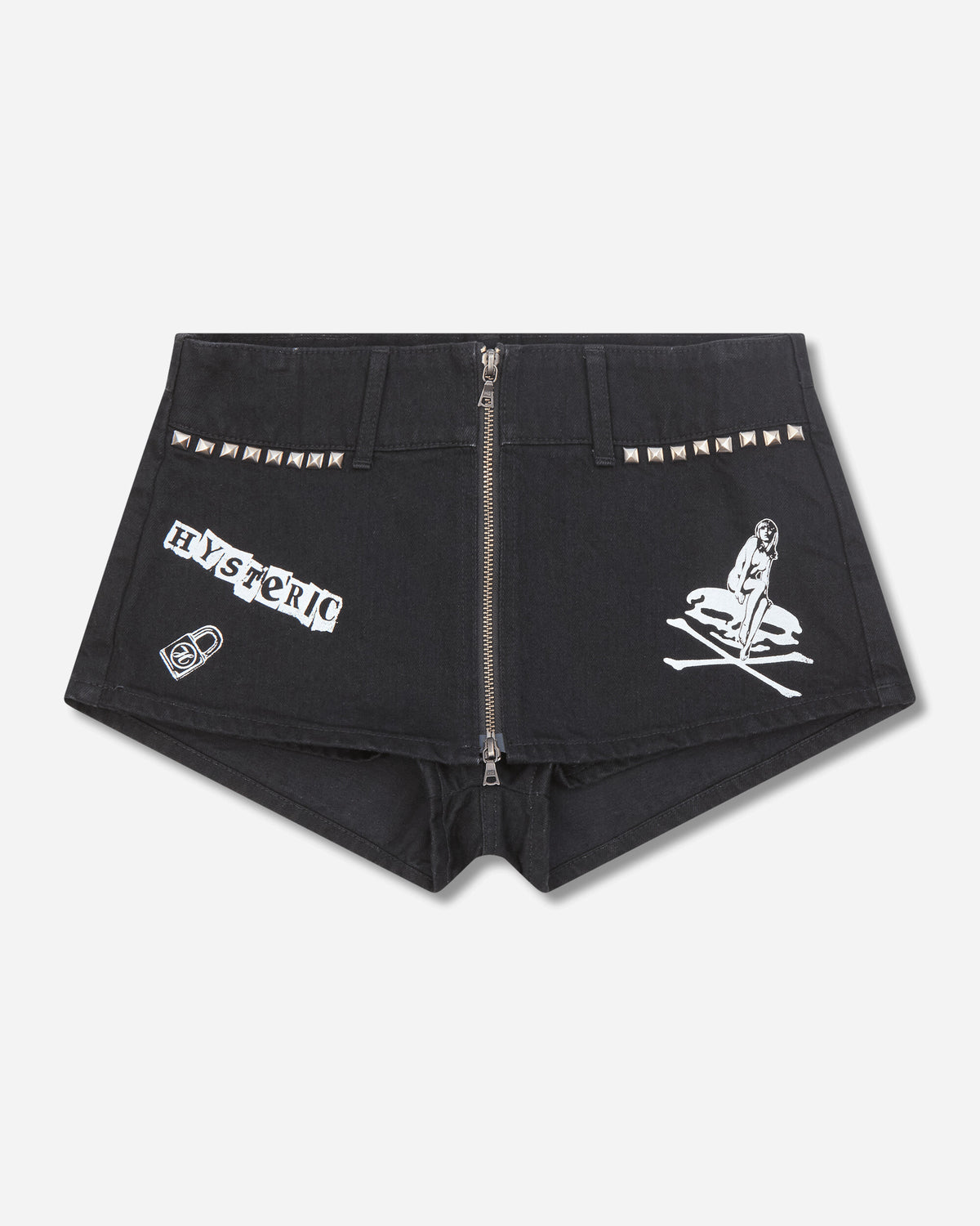 Hysteric Glamour Wmns Logo & Padlock Denim Shorts Black Shorts Denim Short 01263AM01 96