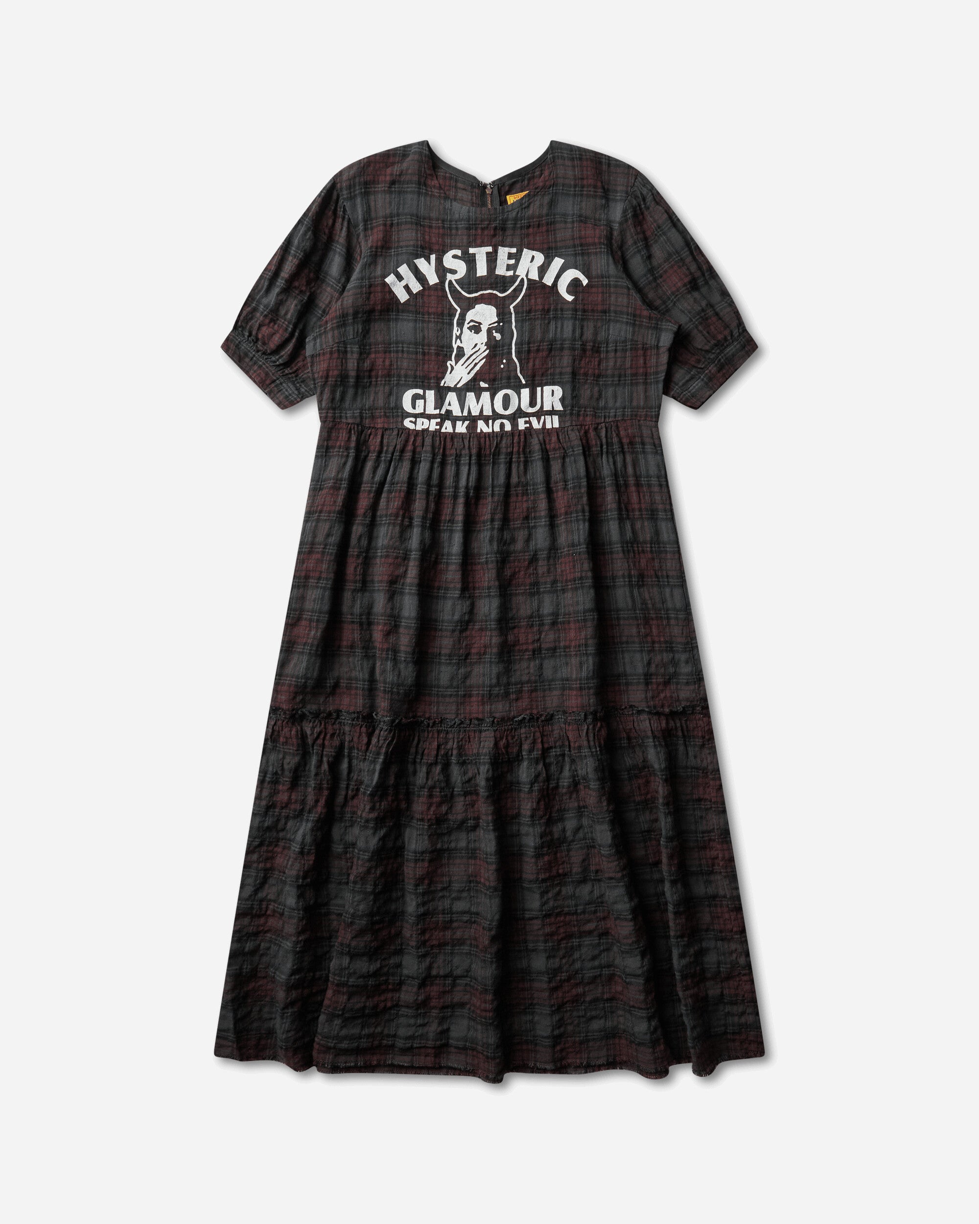 Hysteric Glamour Speak No Evil Checkered Dress Red Dresses Dress Long 01261AO01 54
