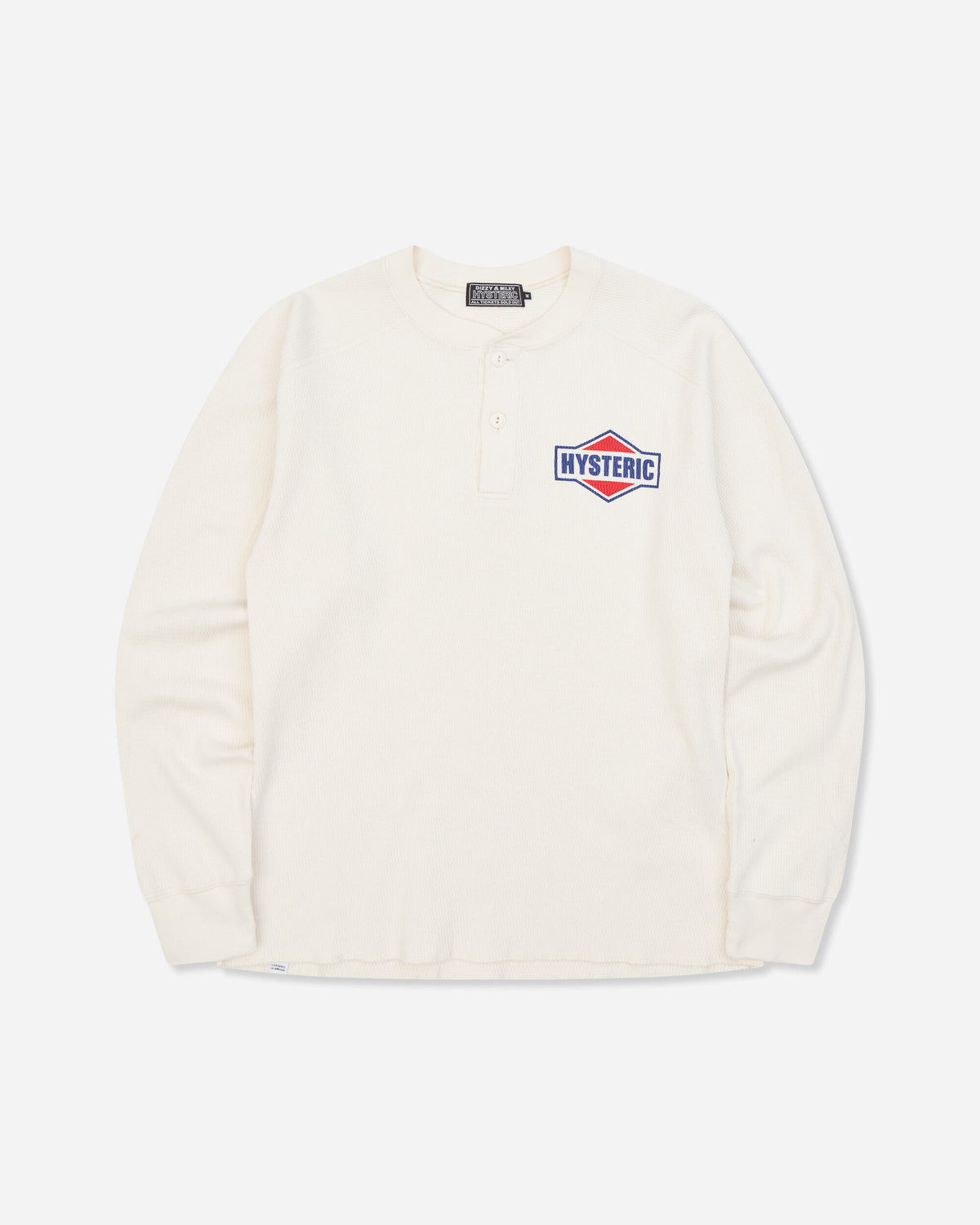 Hysteric Glamour Diamond Logo Henley Neck Sweatshirt White T-Shirts Longsleeve 02263CS08 00
