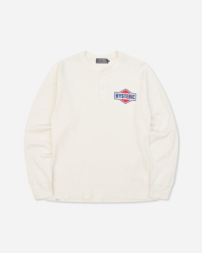 Hysteric Glamour Diamond Logo Henley Neck Sweatshirt White T-Shirts Longsleeve 02263CS08 00