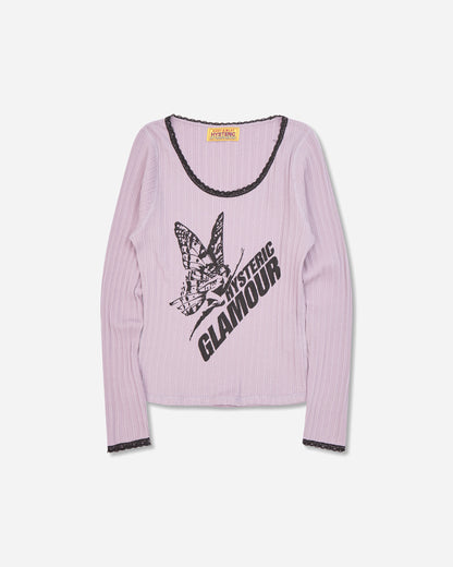 Hysteric Glamour Wmns Butterfly Girl Baby T-Shirt Purple T-Shirts Shortsleeve 01263CL05 55
