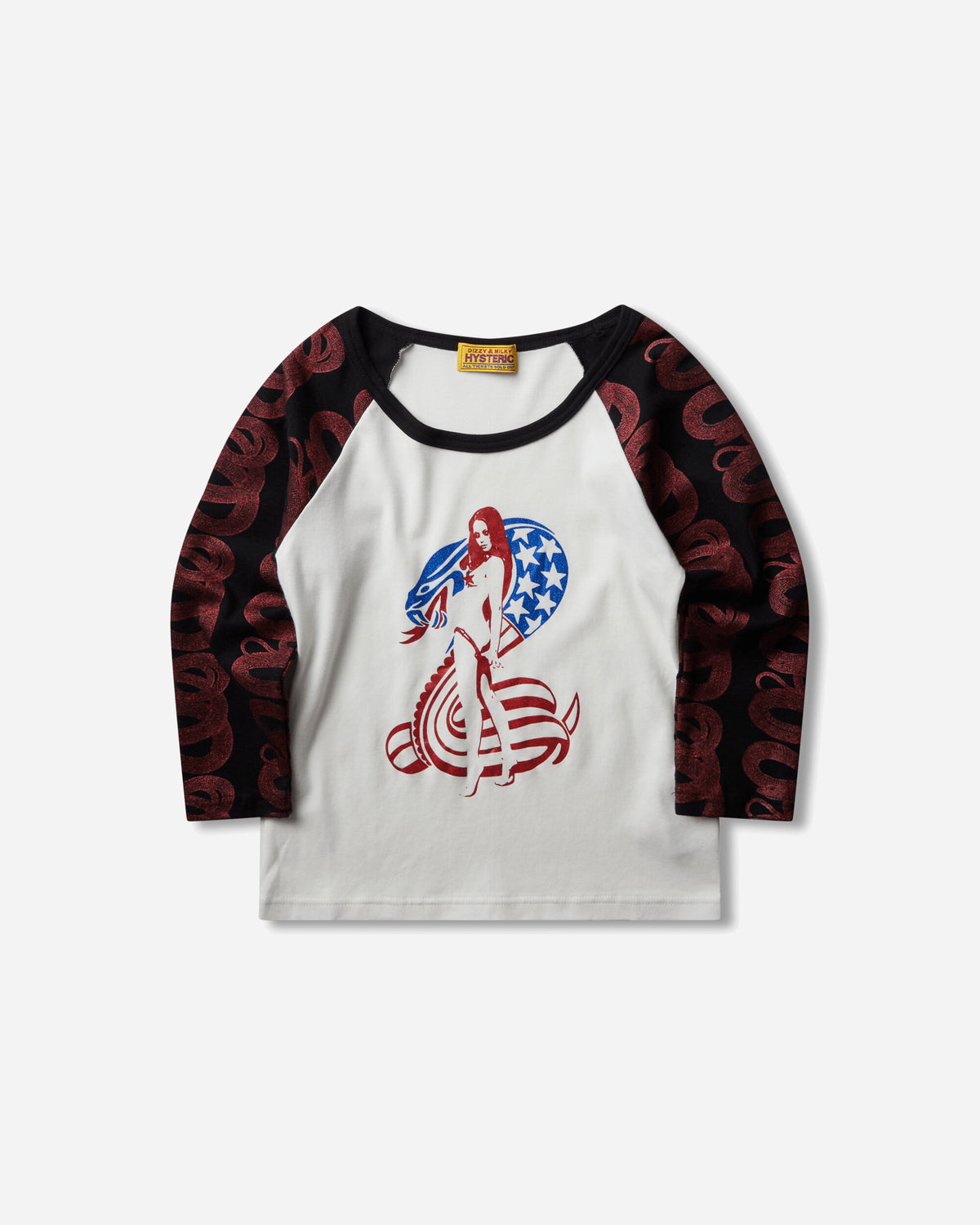 Hysteric Glamour Wmns Cobra 3/4 Sleeve Baby T-Shirt White T-Shirts Shortsleeve 01263CL02 00