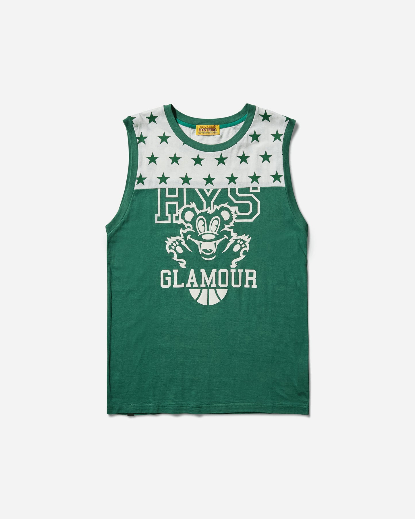 Hysteric Glamour Wmns Fire Bear College Sleeveless Green T-Shirts Top 01251CR03 60
