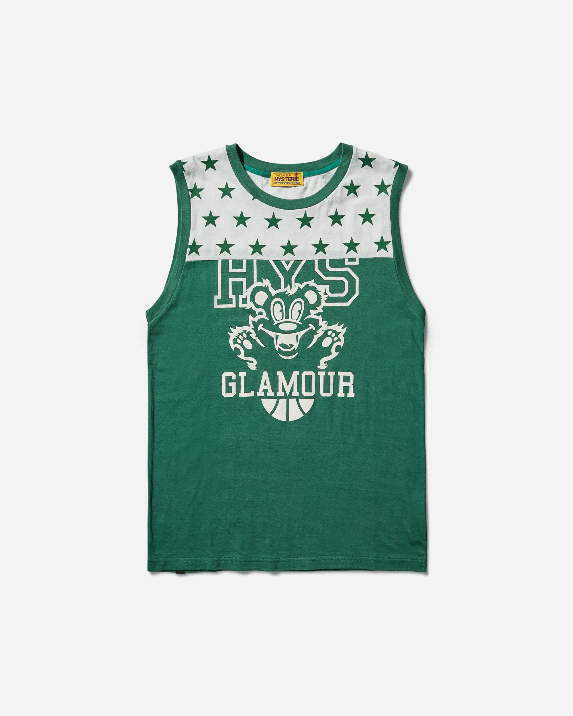Hysteric Glamour Wmns Fire Bear College Sleeveless Green T-Shirts Top 01251CR03 60
