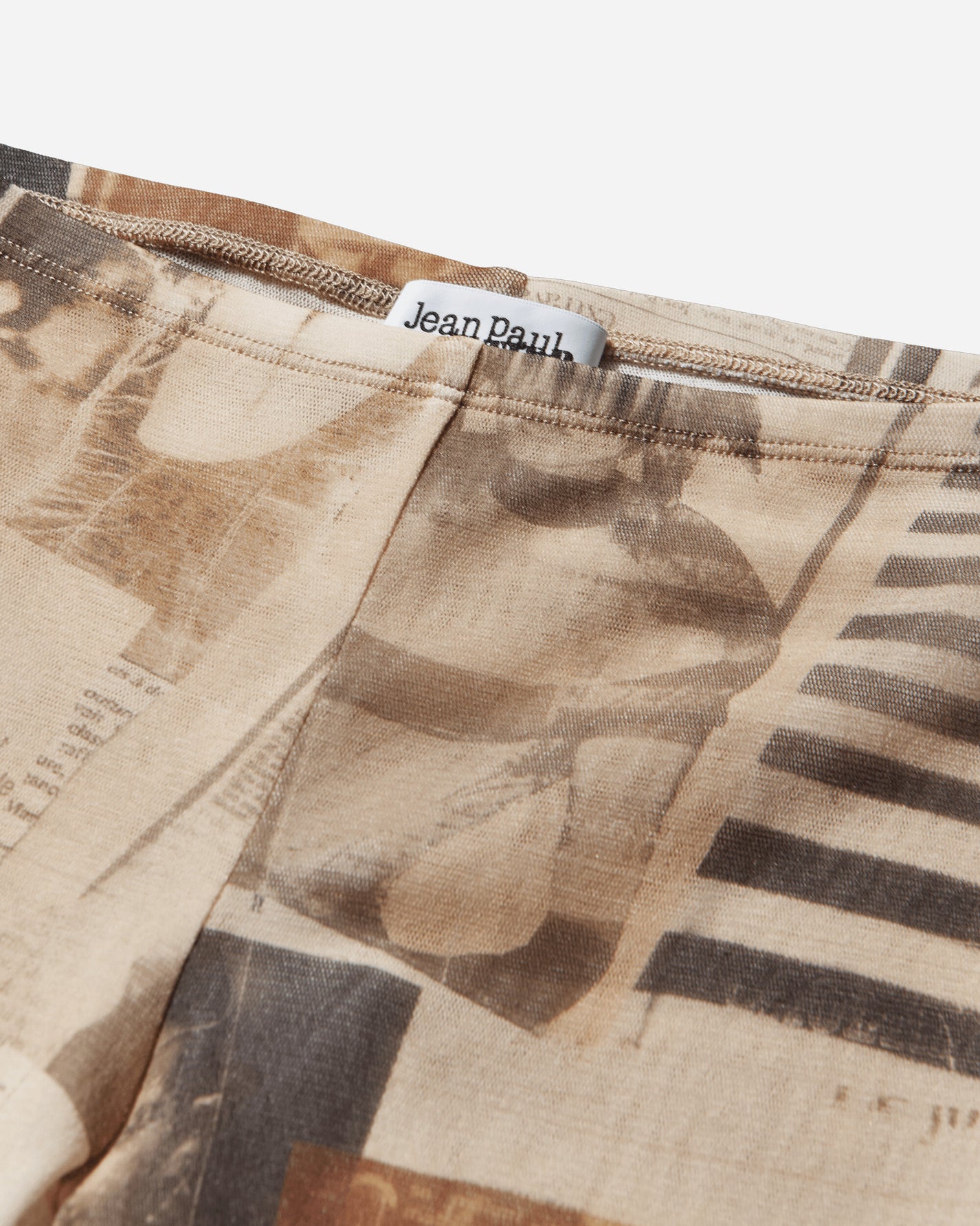 Jean Paul Gaultier Wmns Mesh Trouser Printed "Journal" Ecru/Lightgrey/Red Pants Casual 26-01-W-TR057-M013P 030830