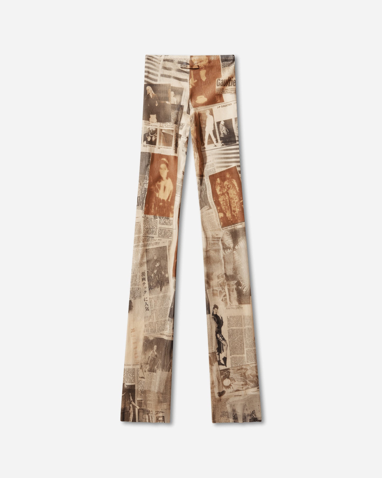 Jean Paul Gaultier Wmns Mesh Trouser Printed "Journal" Ecru/Lightgrey/Red Pants Casual 26-01-W-TR057-M013P 030830