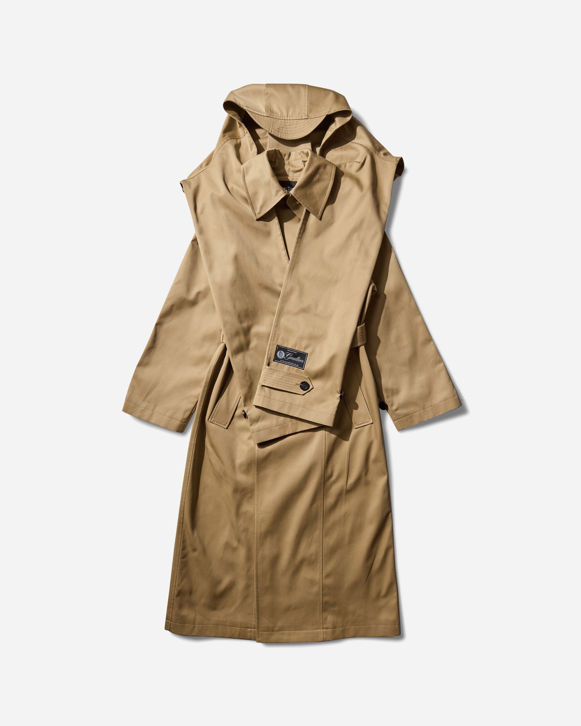 Jean Paul Gaultier Wmns Trench With Hood And Sleeves Scarf Detail Beige Coats and Jackets Coats 2504WOU019C072 68