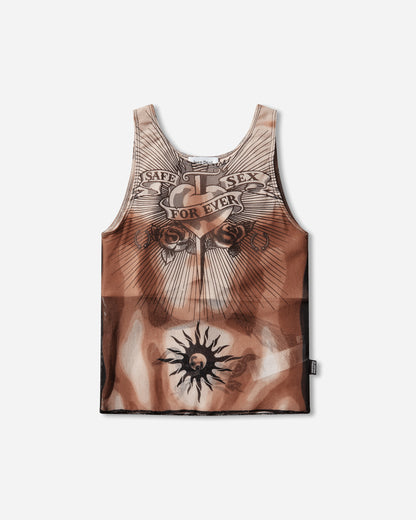 Jean Paul Gaultier Wmns Re-Edition :Tanktop  - Printed "Safe Sex Tatoo" Nude/Brown/Black T-Shirts Cropped 26-01-W-TO457-M026P 636000