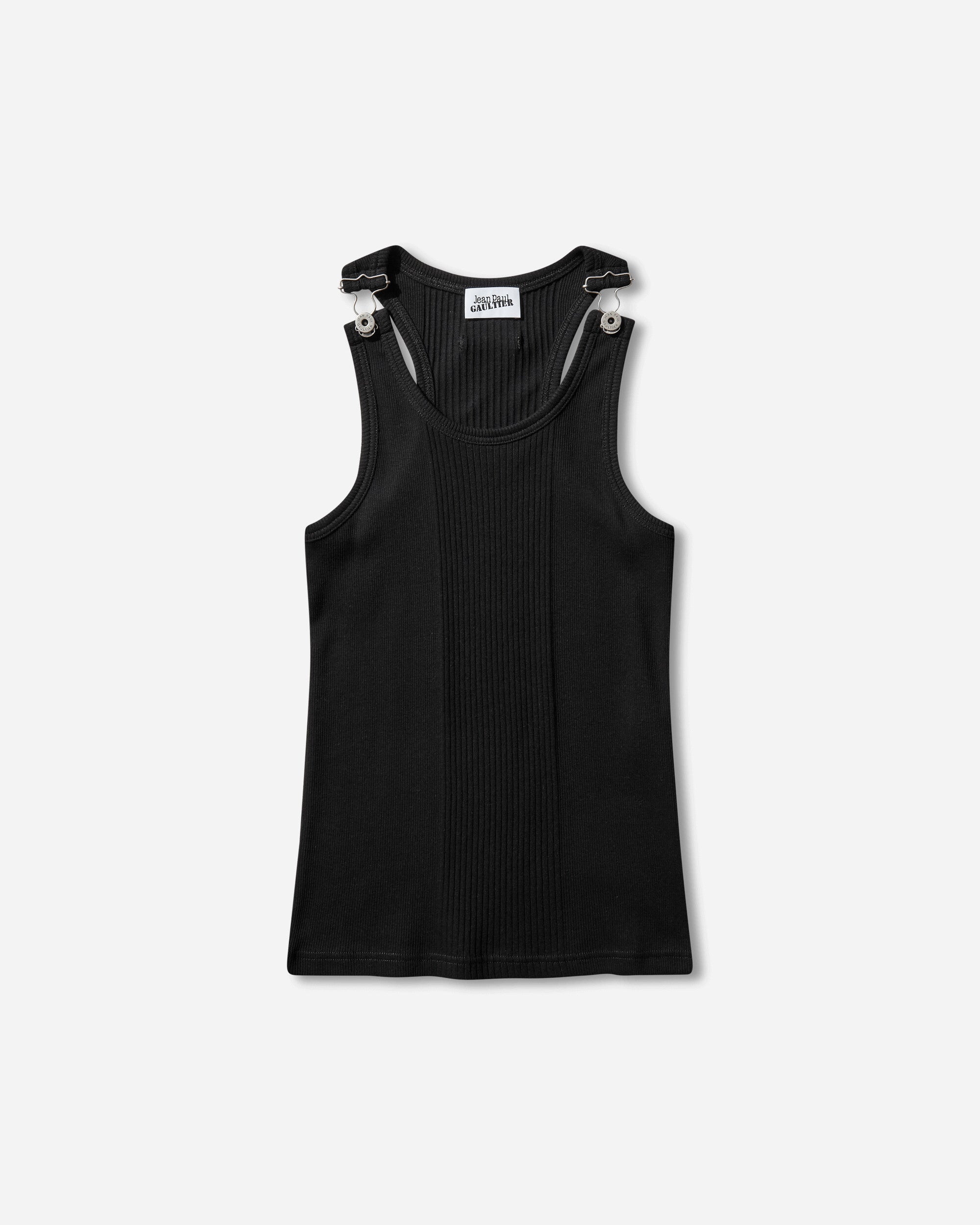 Jean Paul Gaultier Wmns Tank Top With With Overall Engraved Black T-Shirts Cropped 25-03-U-TO380-J014 00