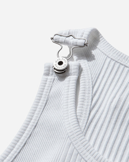 Jean Paul Gaultier Wmns Tank Top With With Overall Engraved White T-Shirts Cropped 25-03-U-TO380-J014 01