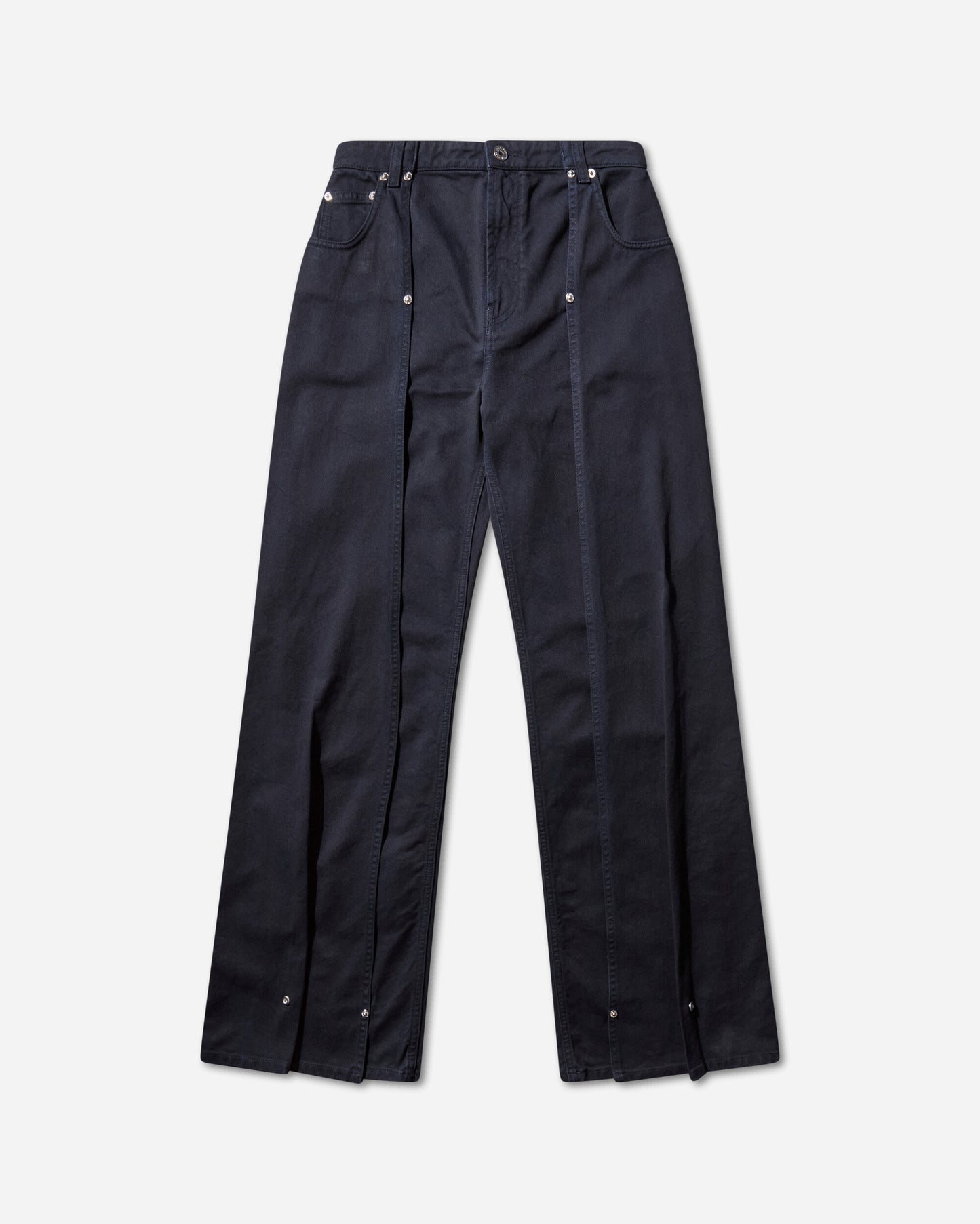 Jean Paul Gaultier Wmns Overdyed Denim Trouser With Upper Denim Panel Navy Pants Denim 2504WTR037W049 59