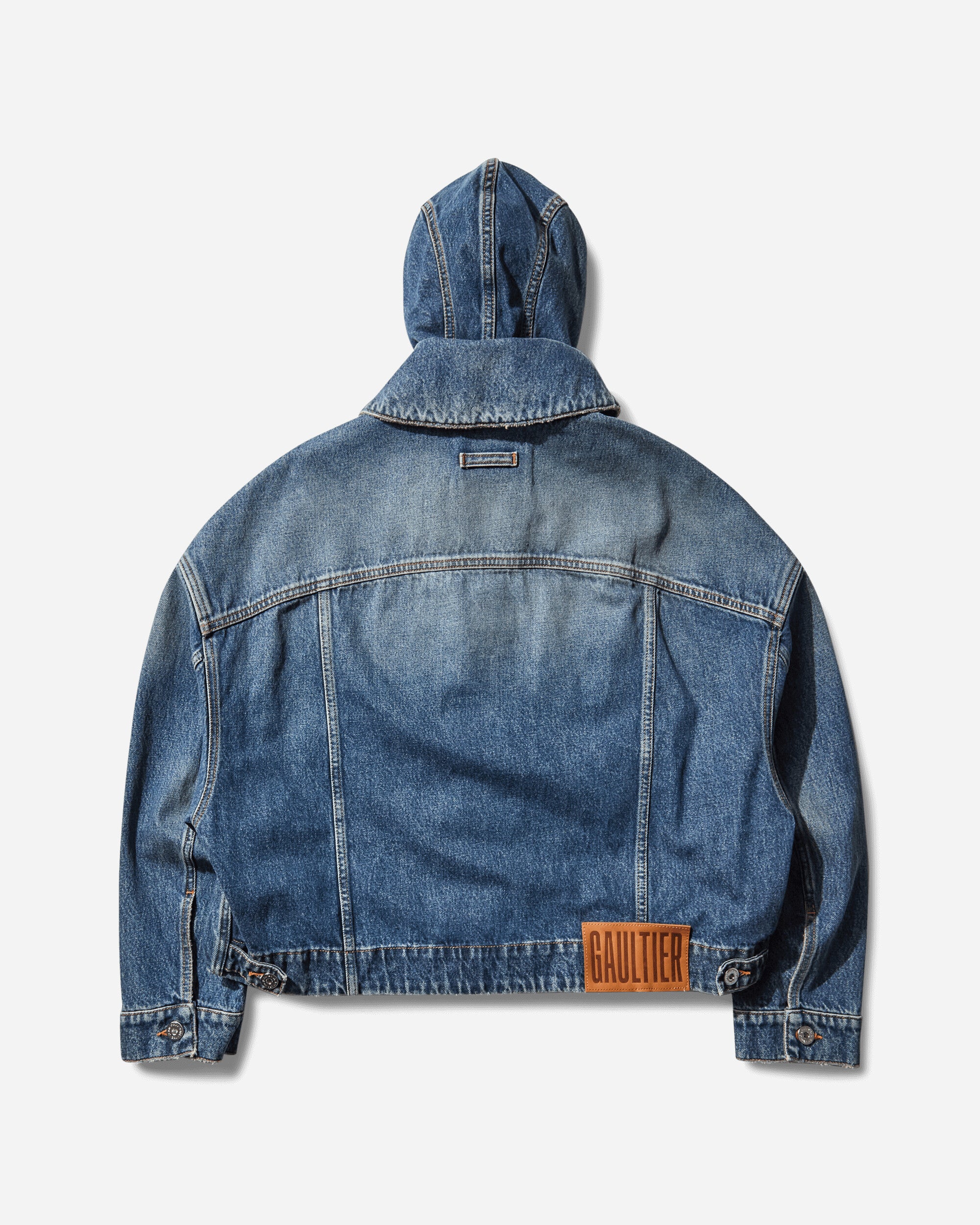 Jean Paul Gaultier Wmns Double Layer Denim Jacket With Hood Detail VintageBlu Coats and Jackets Denim Jackets 2503UJA006D024 57