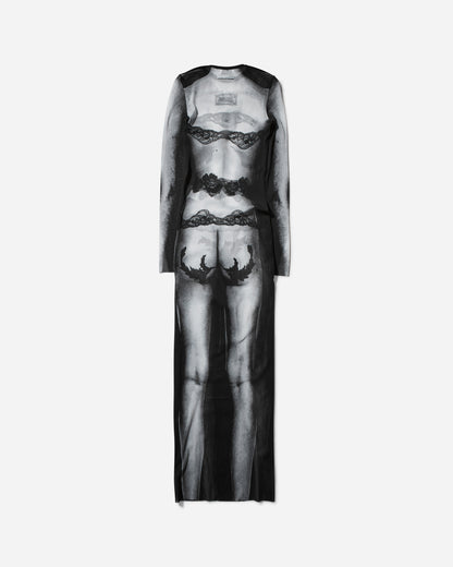 Jean Paul Gaultier Wmns Body Lace Mariniere Dress Black/Grey/White Dresses Dress Long 2431FRO269-T564 000201