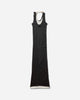 Jean Paul Gaultier Wmns Cotton Ribbed Twisted Double Layer Sleeveless Dress Black/Ecru Dresses Dress Long 25-34-F-RO384-J092 0003