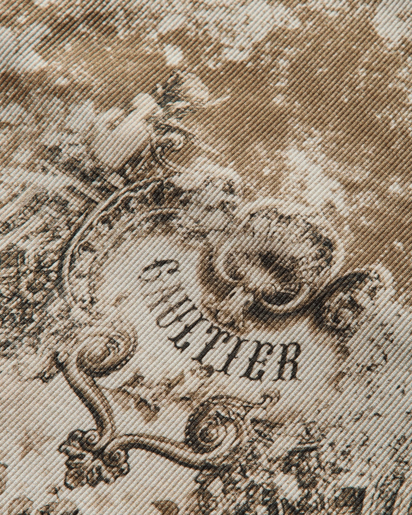 Jean Paul Gaultier Wmns Cotton Ribbed Long Dress Printed Le Medaillon Light Beige/Taupe Dresses Dress Mid 2503WDR018J013 P6965