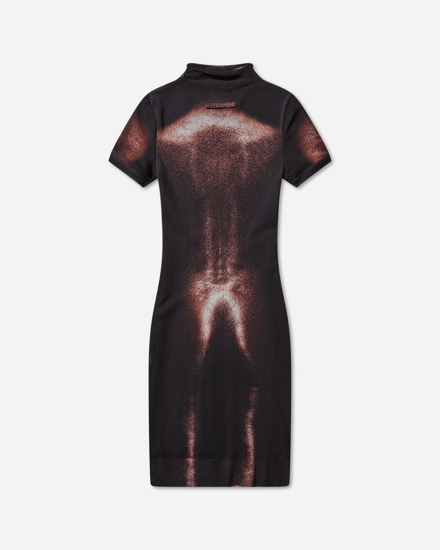Jean Paul Gaultier Wmns Mesh High Neck Short Dress Printed Body Dust Black/Brown Dresses Dress Mid 2504WDR052M010P  0060