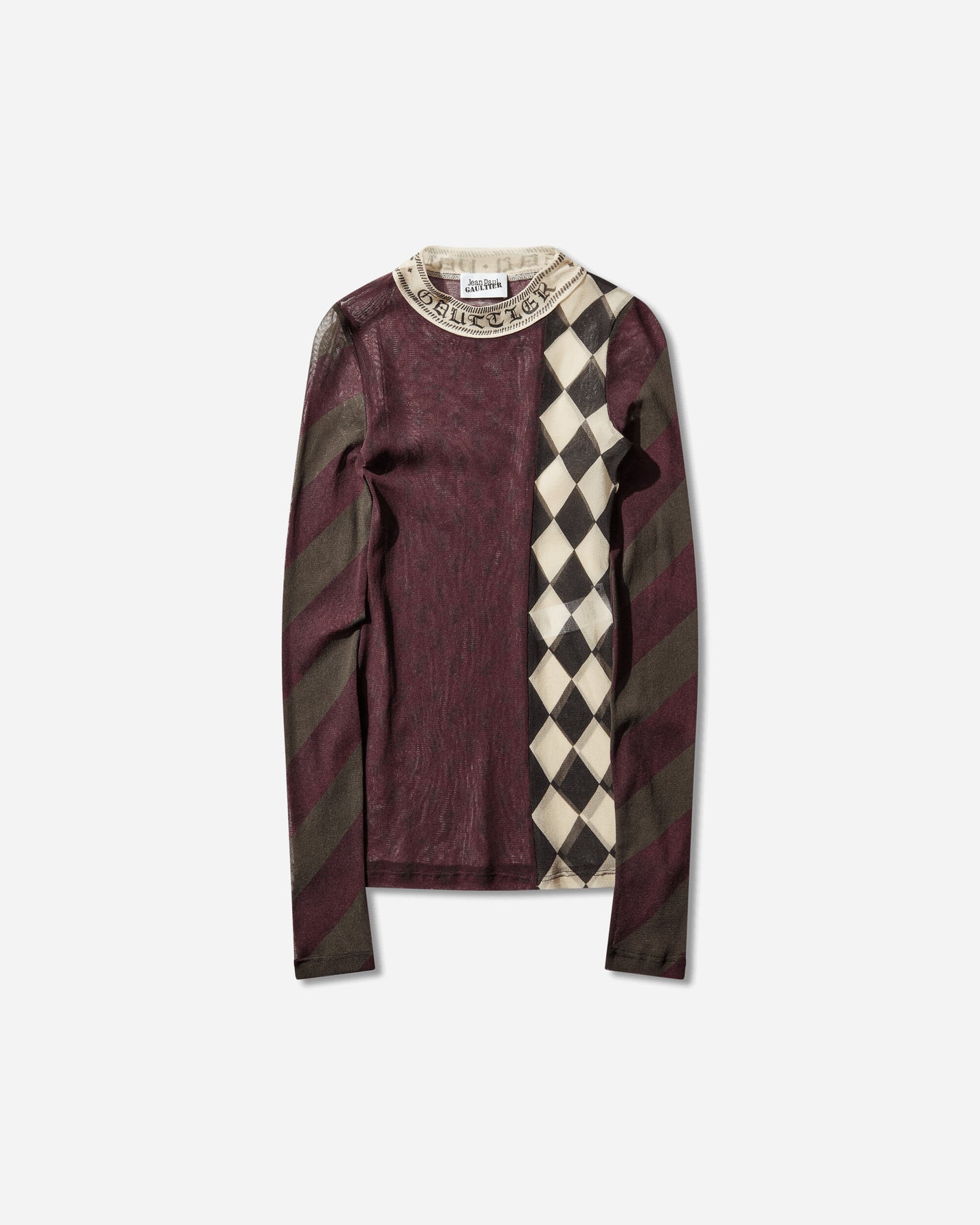 Jean Paul Gaultier Wmns Mesh Long Sleeves Top With Patchworks In Printed Mesh Multicolor T-Shirts Longsleeve 26-01-W-TO422-M015P 90