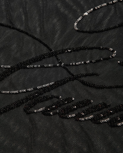 Jean Paul Gaultier Wmns Mesh Long Sleeves Top With Sequins Embroidery Jean Paul Gaultier Black T-Shirts Longsleeve 2503WTO339M001 00