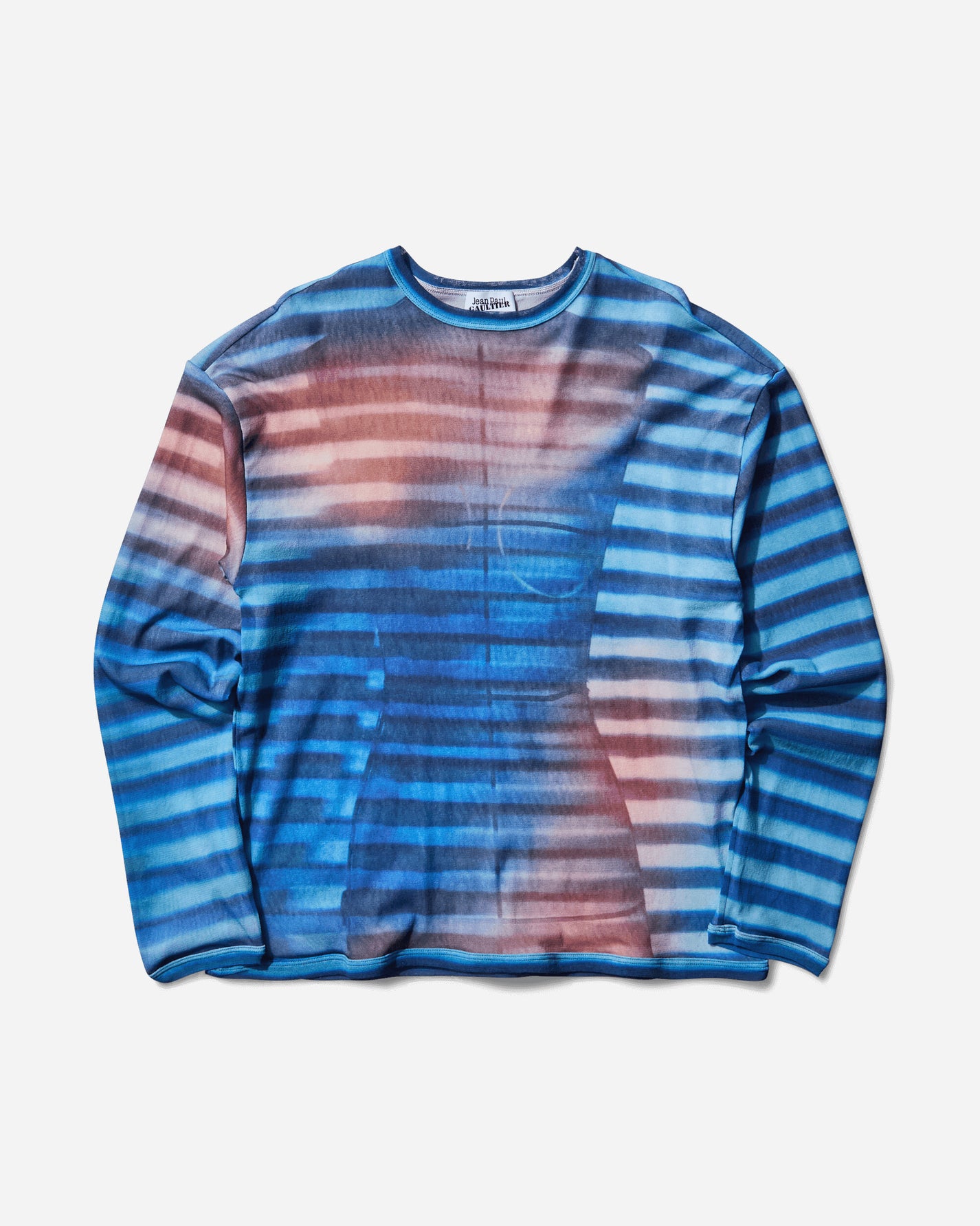 Jean Paul Gaultier Wmns Mesh Oversized Crew Neck Top Printed Air Light Blue/BluePeach T-Shirts Longsleeve 2503WTO317M005 P565034