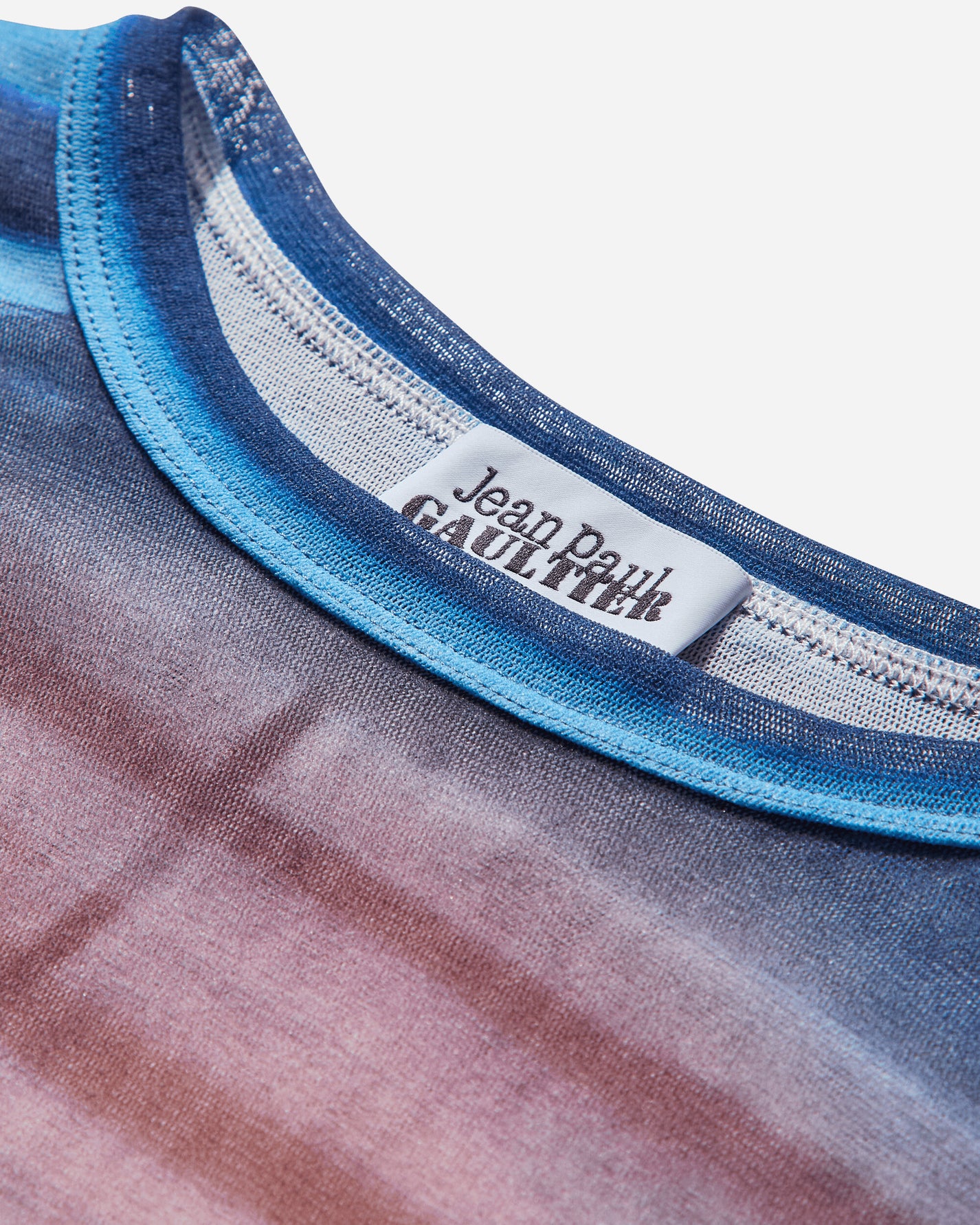 Jean Paul Gaultier Wmns Mesh Oversized Crew Neck Top Printed Air Light Blue/BluePeach T-Shirts Longsleeve 2503WTO317M005 P565034