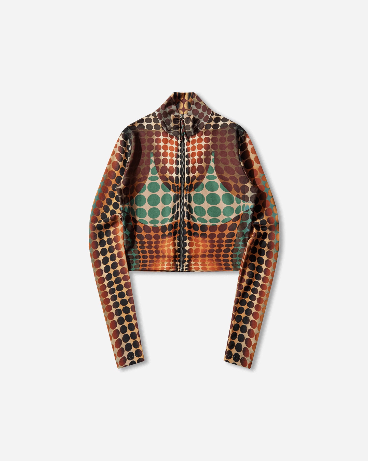 Jean Paul Gaultier Wmns Re-Edition :Top High Neck With Long Sleeves And Center Front Zip Closing Orange/Blue/Brown T-Shirts Longsleeve 26-01-W-TO443-J042P 155060