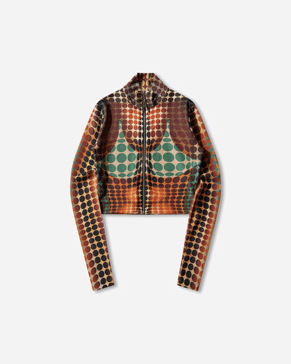 Jean Paul Gaultier Wmns Re-Edition :Top High Neck With Long Sleeves And Center Front Zip Closing Orange/Blue/Brown T-Shirts Longsleeve 26-01-W-TO443-J042P 155060