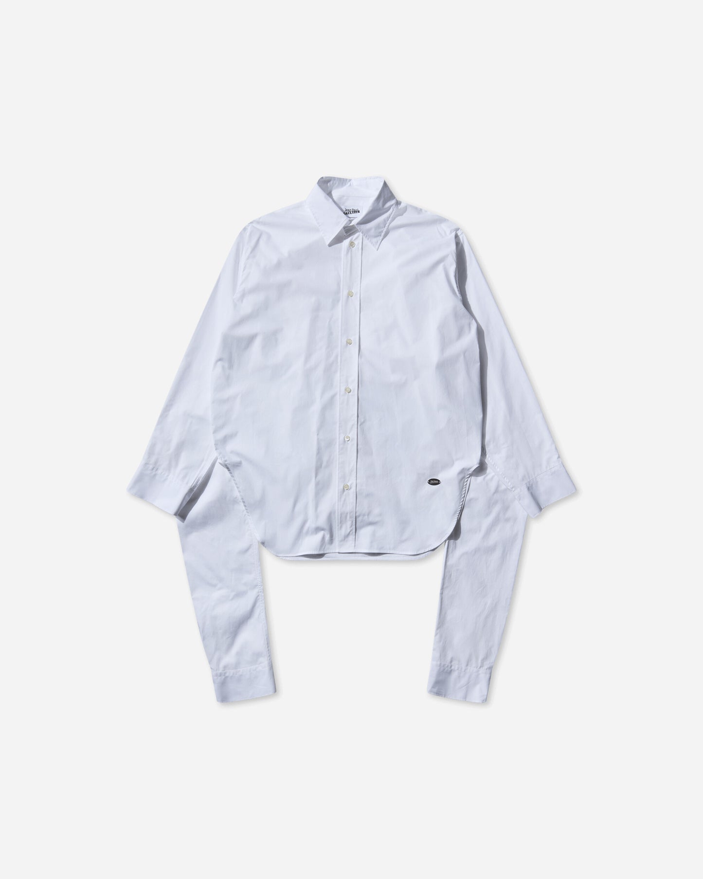 Jean Paul Gaultier Wmns Oversize Shirt With Hood And Sleeves Scarf Detail White Shirts Longsleeve Shirt 2504UST033C070 01