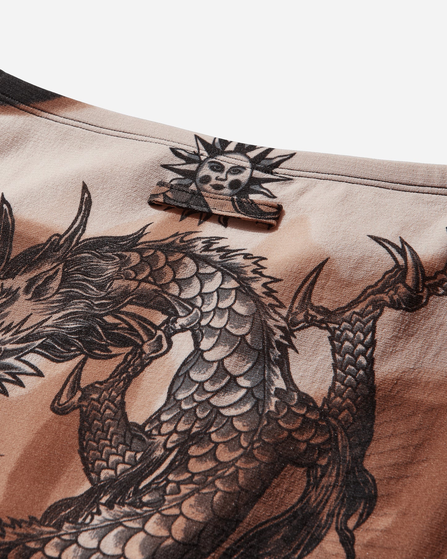 Jean Paul Gaultier Wmns Re-Edition :Midi Skirt Low Waist - Printed "Safe Sex Tatoo" Nude/Brown/Black Skirts Midi 26-01-W-SK044-M026P 636000