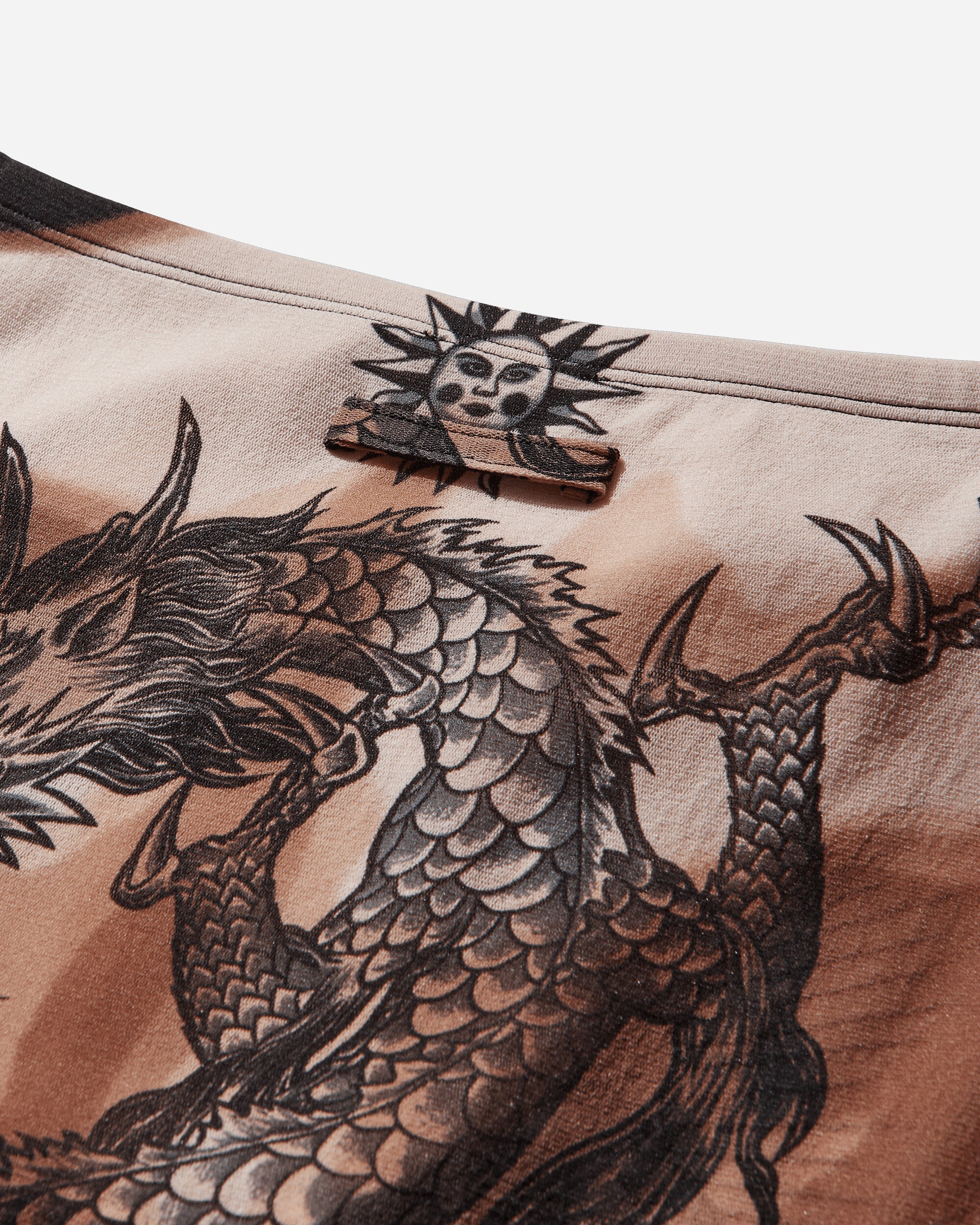 Jean Paul Gaultier Wmns Re-Edition :Midi Skirt Low Waist - Printed "Safe Sex Tatoo" Nude/Brown/Black Skirts Midi 26-01-W-SK044-M026P 636000