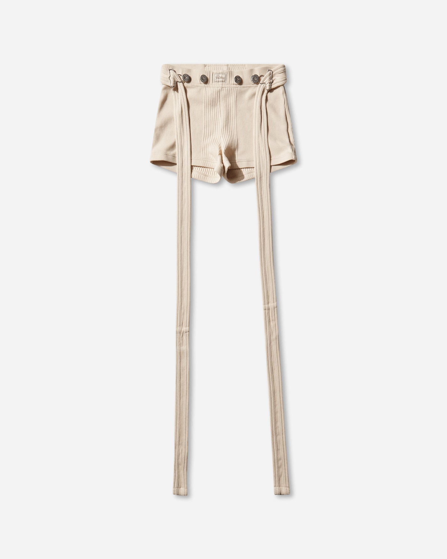 Jean Paul Gaultier Wmns Cotton Ribbed Short With "Gaultier" Patch And Overall Buckles Nude Shorts Short 26-01-W-TR059-J014 63