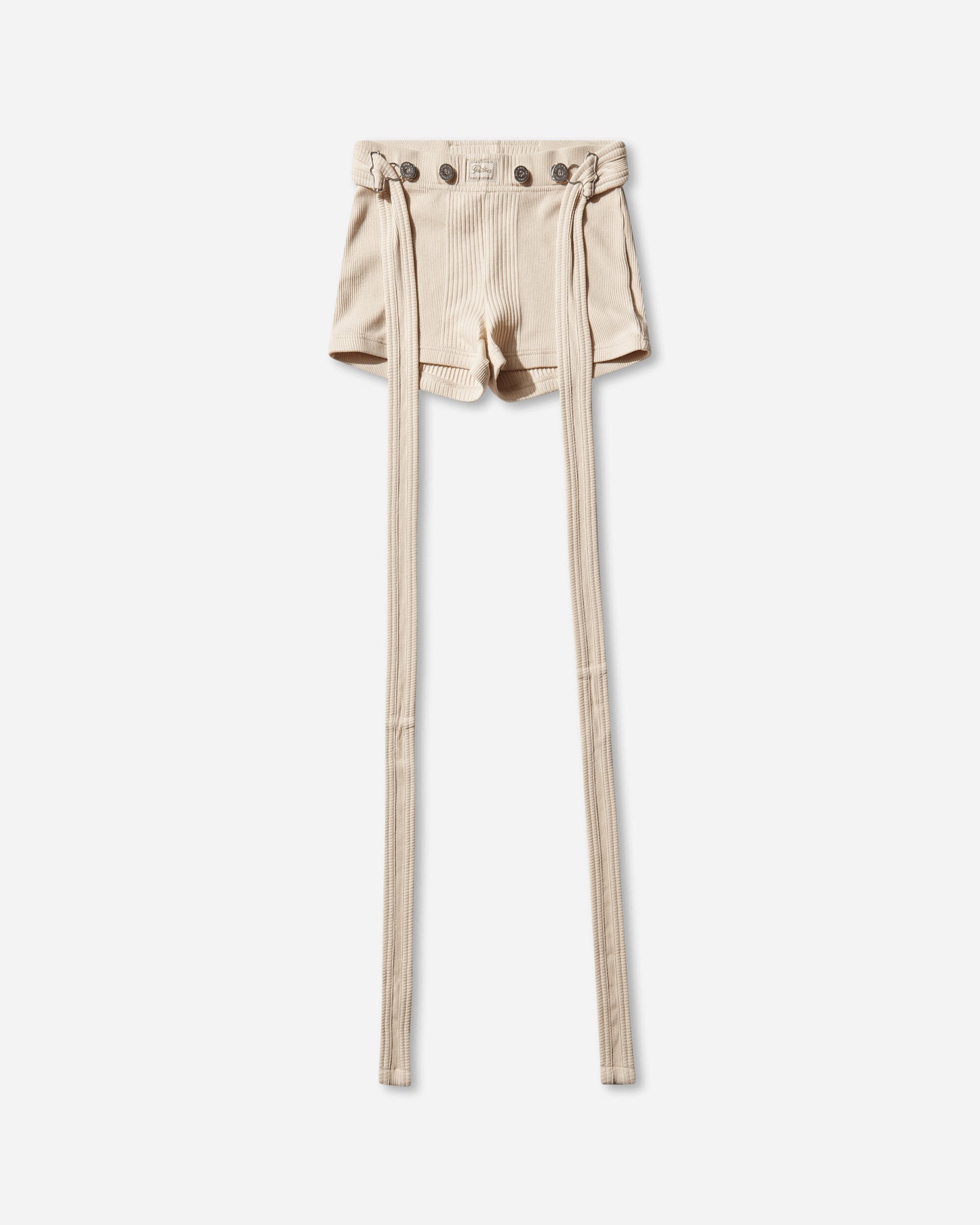 Jean Paul Gaultier Wmns Cotton Ribbed Short With "Gaultier" Patch And Overall Buckles Nude Shorts Short 26-01-W-TR059-J014 63