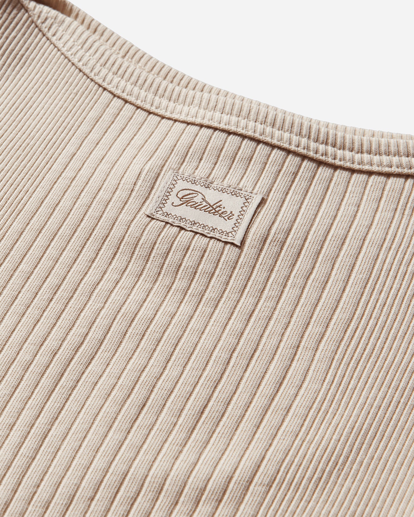 Jean Paul Gaultier Wmns Cotton Ribbed Cropped Baby Tee With "Gaultier" Patch Nude T-Shirts Shortsleeve 26-01-W-TO429-J014 63